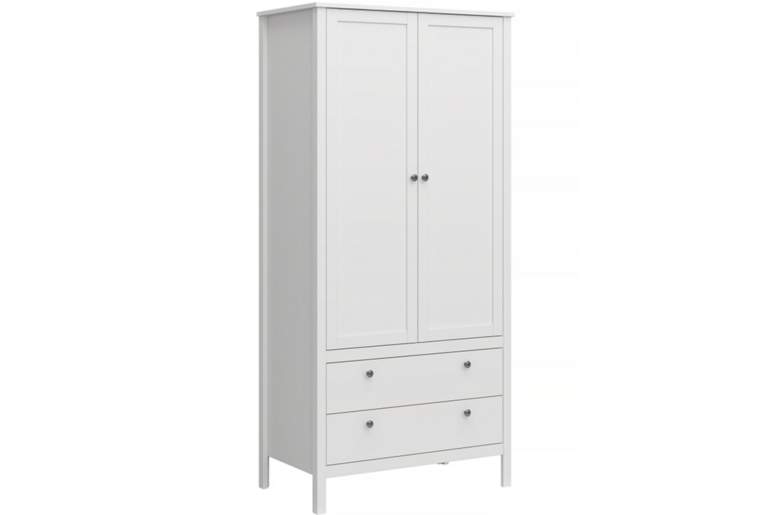 GARDEROBE FARGE, Kleiderschrank mit Türen und Schubladen, weiß - Weiß, Holz (91/201/61cm) - KONSIMO®