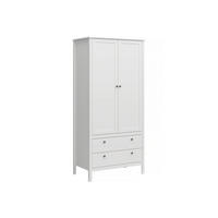 GARDEROBE FARGE, Kleiderschrank mit Türen und Schubladen, weiß - Weiß, Holz (91/201/61cm) - KONSIMO®
