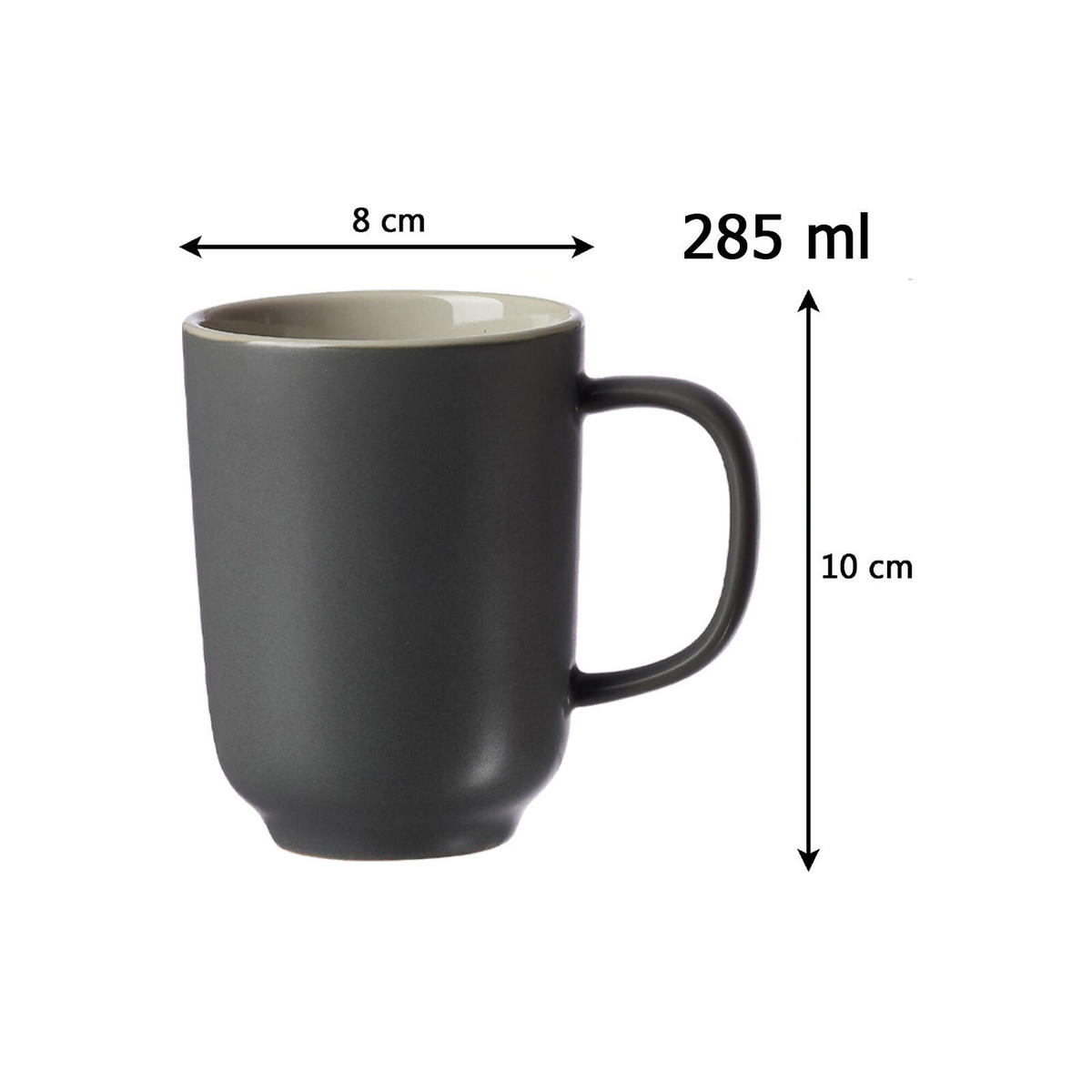 KAFFEEBECHER Jasper grau 285 ml 6er Set - Grau, Keramik (0.285L) - Ritzenhoff Breker