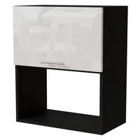 MIKROWELLENUMBAUSCHRANK Essen W2MK/60 Weiß Hochglanz / Schwarz Matt 60 / 32,5 / 72cm - Weiß Hochglanz/Schwarz, Holz/Holzwerkstoff (60/32.5/72cm) - Feldmann-Wohnen