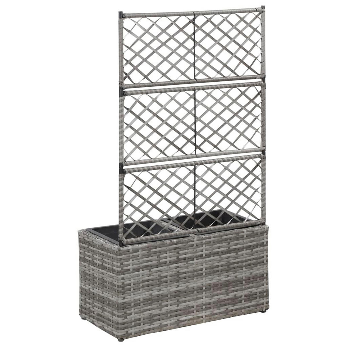 RANKKASTEN aus Rattan ELOT Grau 2 Töpfe 58x30x107 cm - Grau, Kunststoff (58/107/30cm) - DELUKE