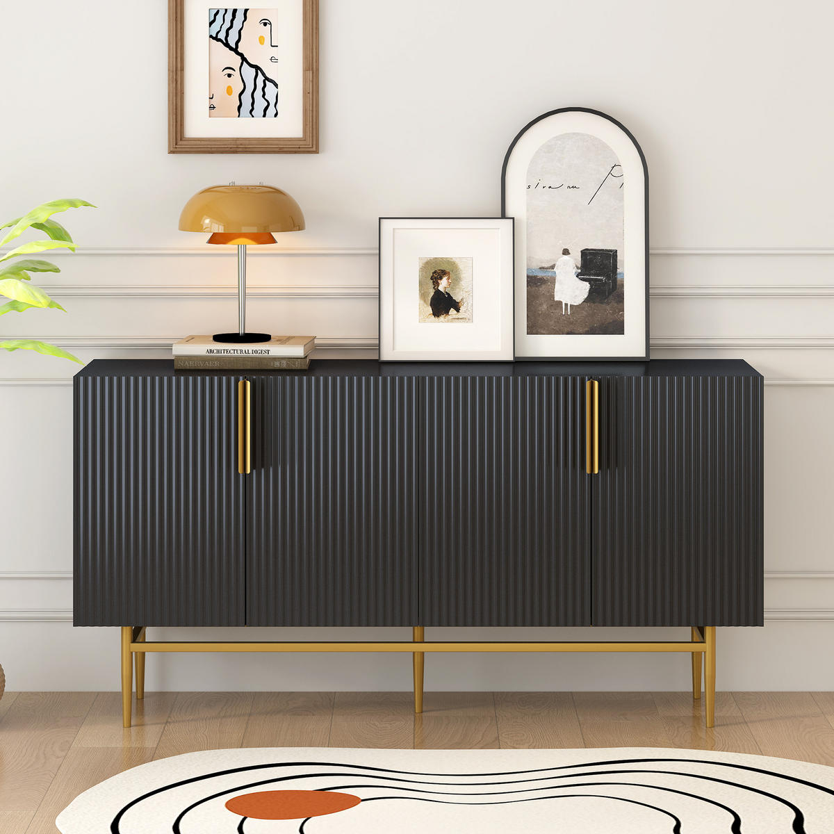 SIDEBOARD Schwarz 153/41/80 cm - Schwarz, Holzwerkstoff (40.5/80/152.5cm) - Urban Meuble