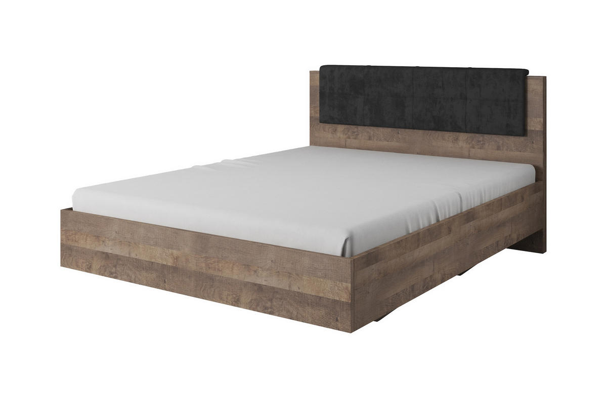 DOPPELBETT MIT NACHTKONSOLEN Arden Sand Grange Eiche / Matera / Schwarz 3-teilig - Braun/Grau, Holz/Holzwerkstoff (160/200cm) - Feldmann-Wohnen