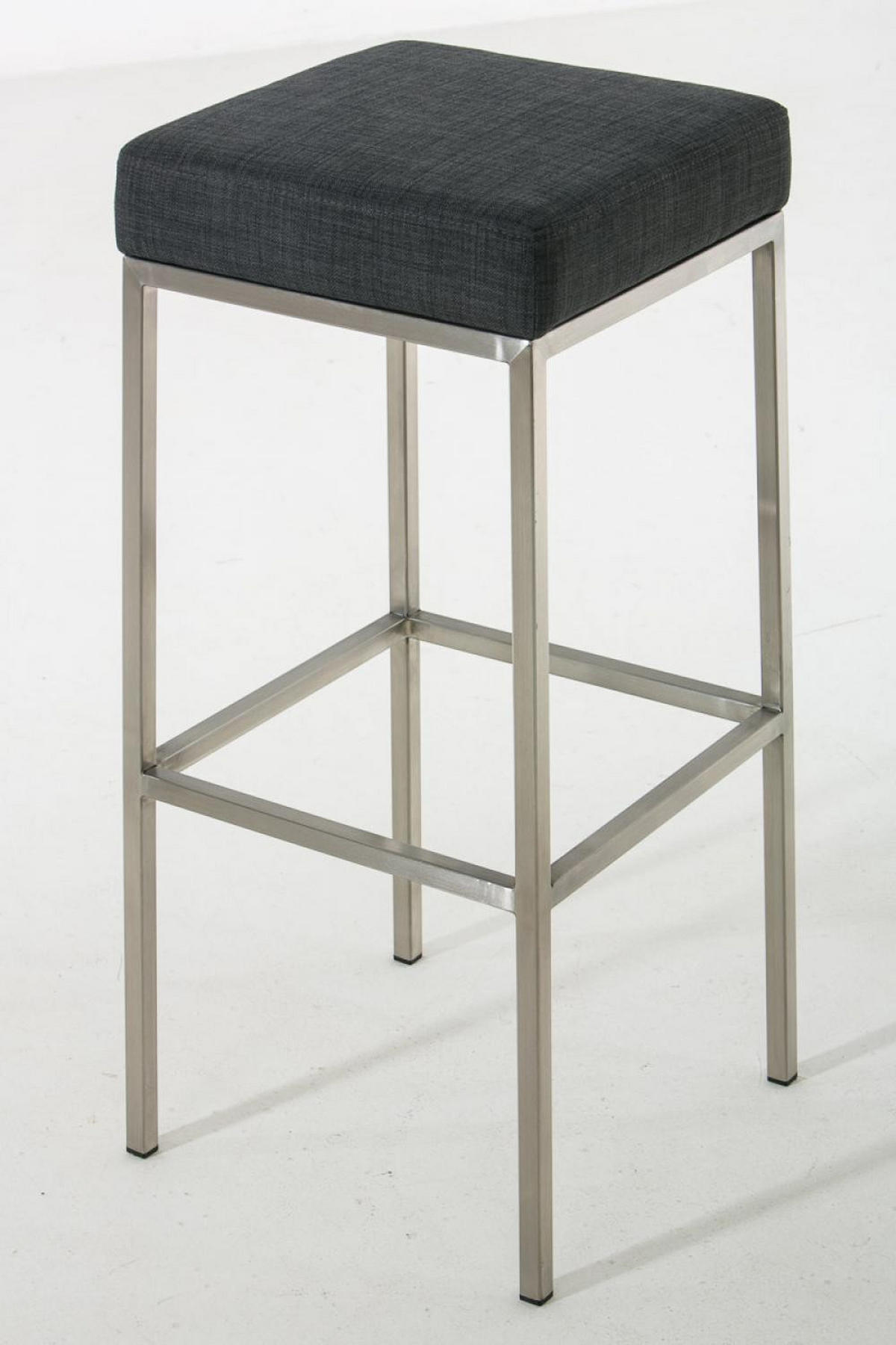 BARHOCKER 2er Set Stoff dunkelgrau - Edelstahlfarben/Dunkelgrau, Textil/Metall (37/80/37cm) - CLP