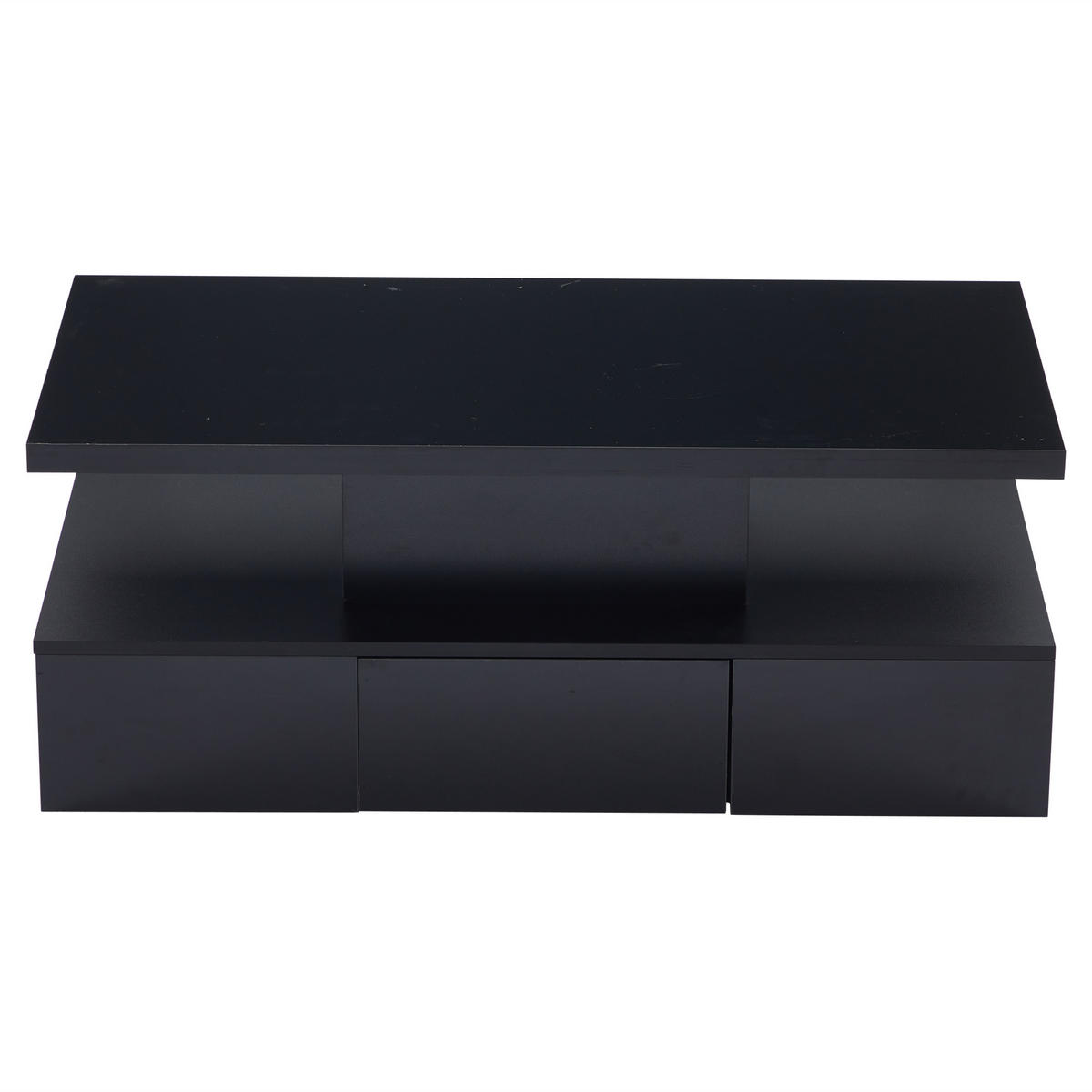 COUCHTISCH 100/50/39 cm schwarz mit LED-Beleuchtung 2-stufiger Stauraum - Schwarz, Holzwerkstoff (100/50/39cm) - OKWISH