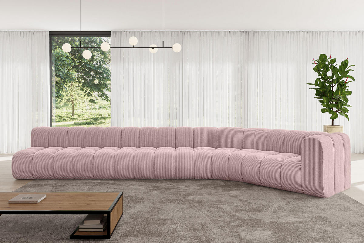 ECKSOFA modulares Sofa Karex-L3 - 490x194x70 cm Rosa - Rosa, Holzwerkstoff/Textil (490/194cm) - ALTDECOR