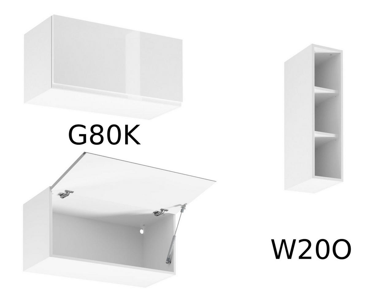 KÜCHENZEILE 500 cm – Aspen KA2-M500 - in Weiß/Hochglanz - Weiß Hochglanz, Holz (500/212/58cm)