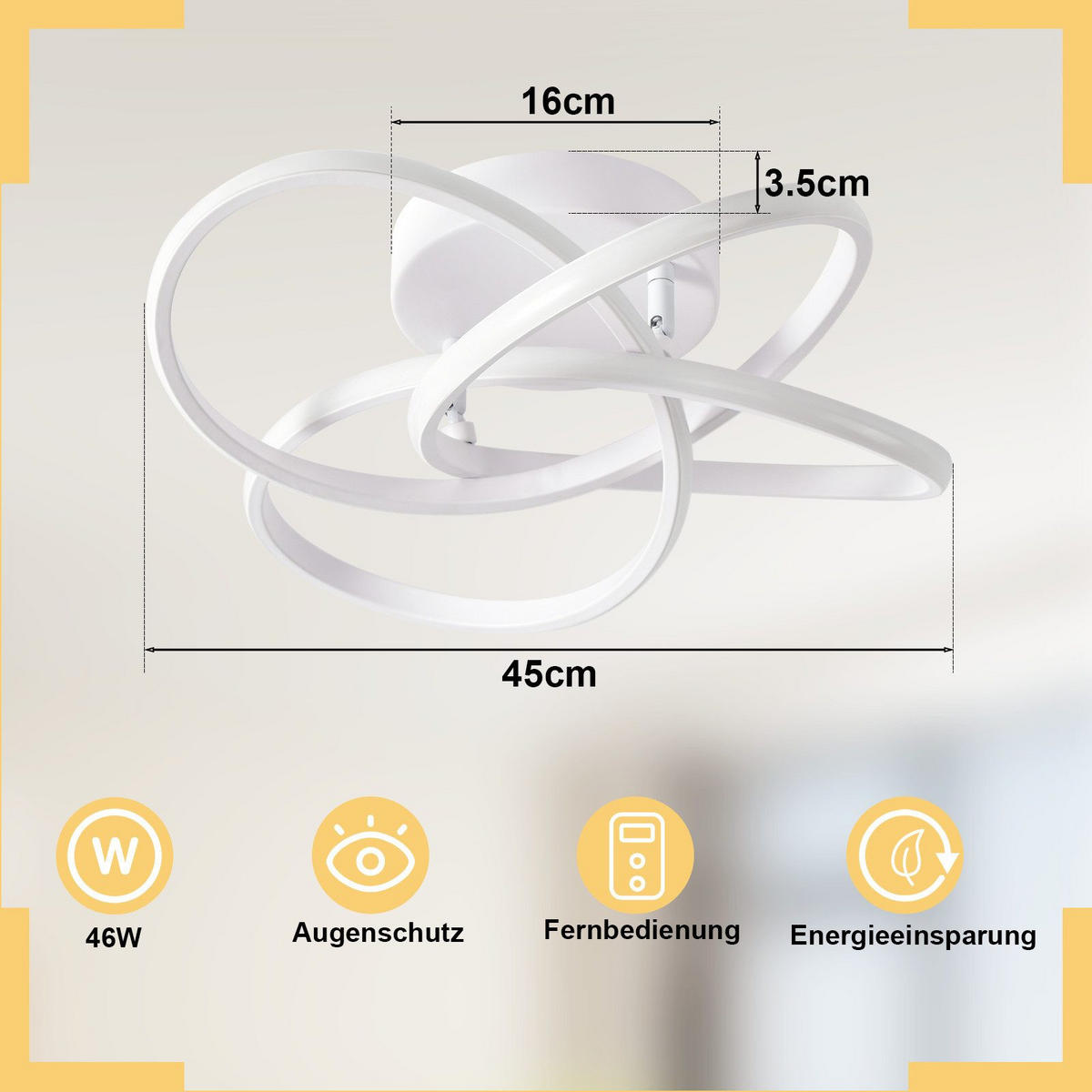 LED DECKENLEUCHTE FORD II 42/45/16 cm - Weiß, Metall (45/42/16cm) - Nettlife