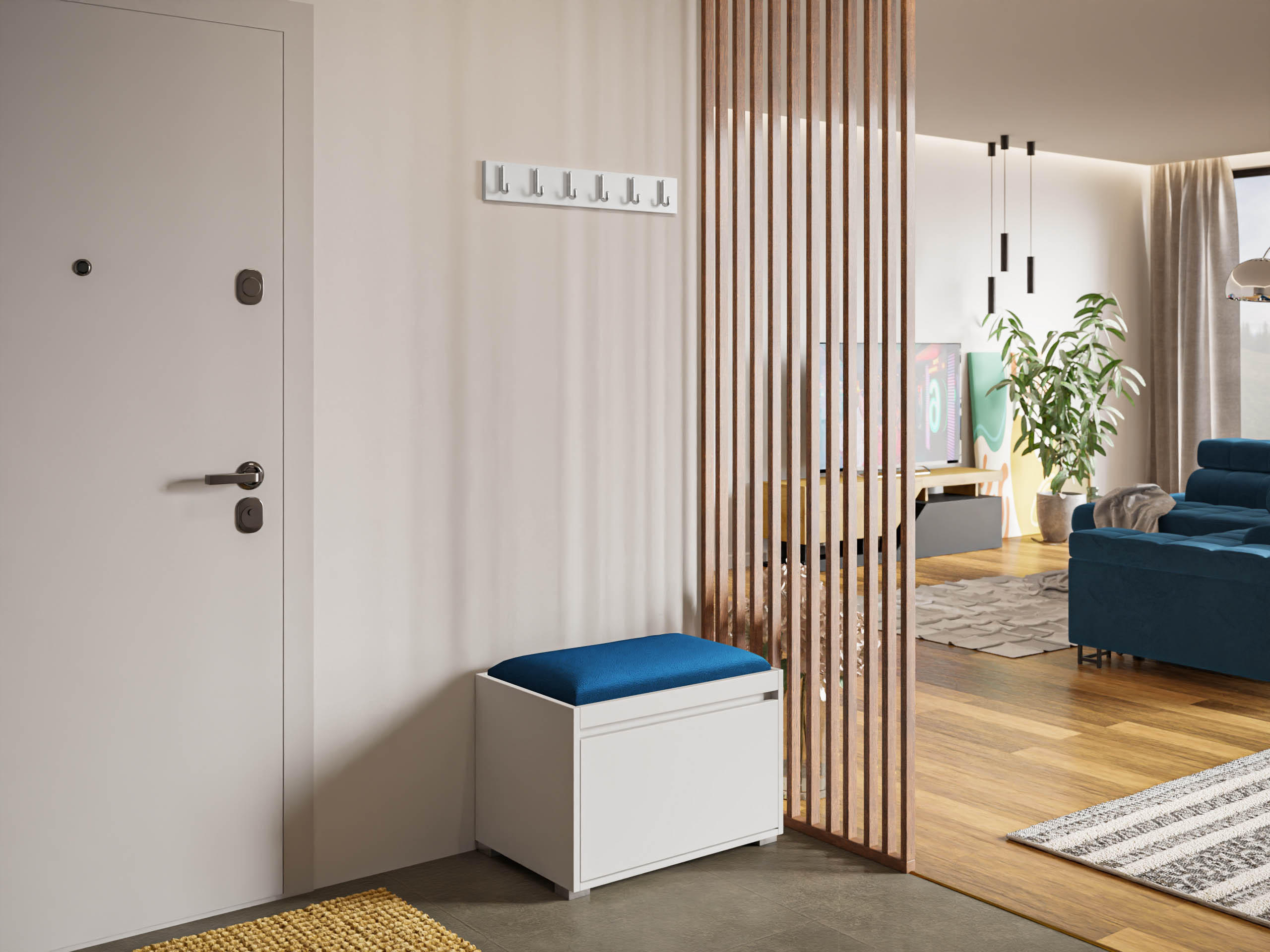 GARDEROBEN-SET Grawis 60 III - Blau/Silberfarben, Holzwerkstoff/Kunststoff (64.5/45/34cm) - MIRJAN24