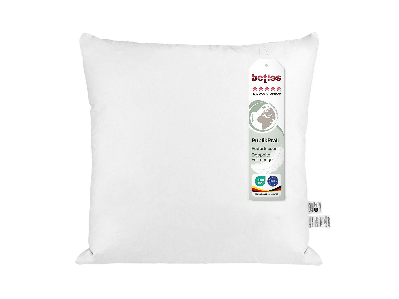 FEDERKISSEN PublikPrall 80/80 cm - Beige/Creme, Naturmaterialien/Textil (80/80cm) - beties Heimtextil