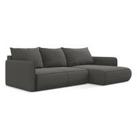 ECKSOFA mit Schlaffunktion Samt Stoff Grau - Dunkelgrau/Schwarz, Kunststoff/Textil (240/148cm) - LaMiaSofa
