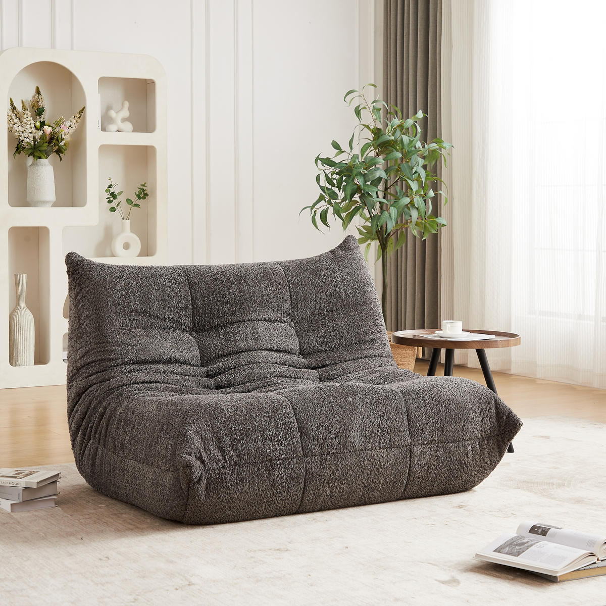 SITZSACK Chenille Grau - Grau, Textil (127/83/99cm) - WISHDOR