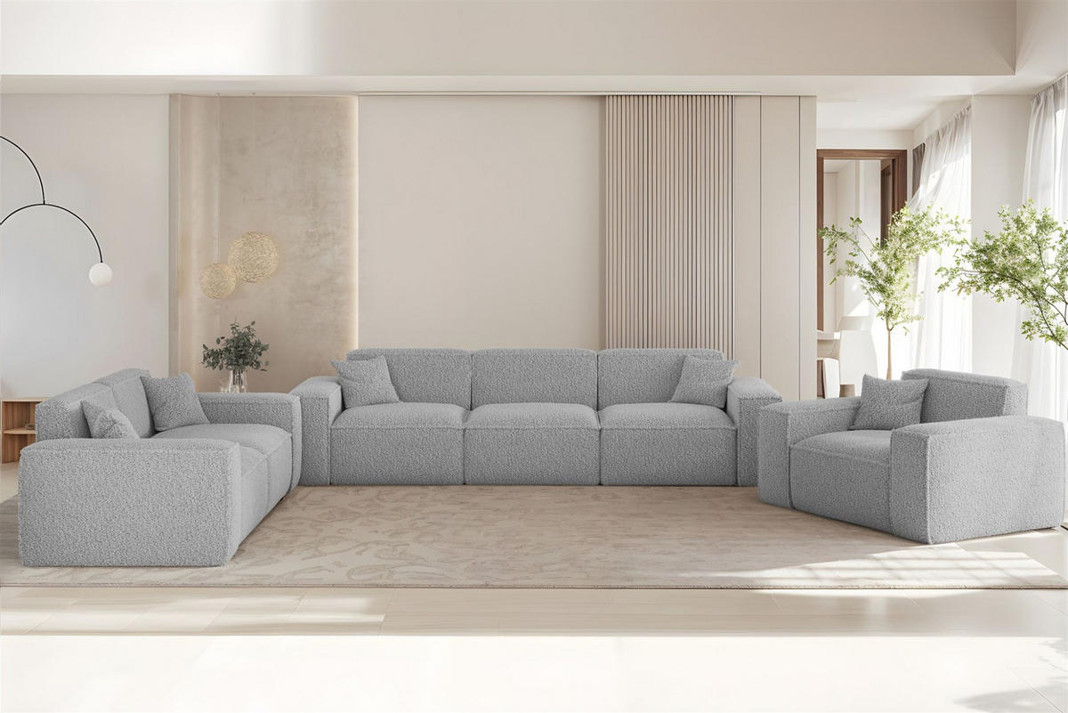 SOFA 3-sitzer Celes Premium In Sven - Hellgrau, Holzwerkstoff/Textil (218/73/90cm) - Fun Möbel