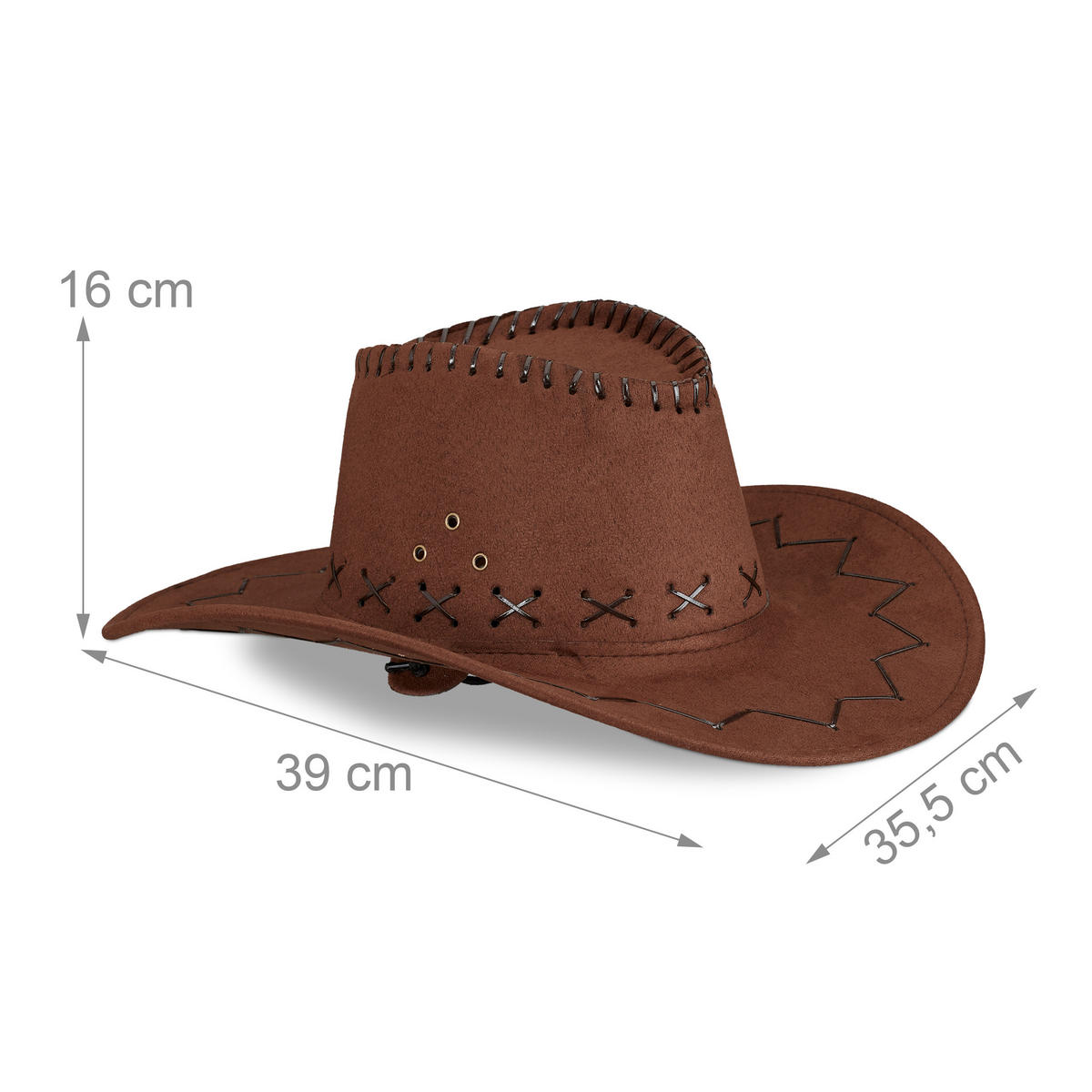 COWBOYHUT - Braun, Textil (35.5/16/39cm) - Relaxdays
