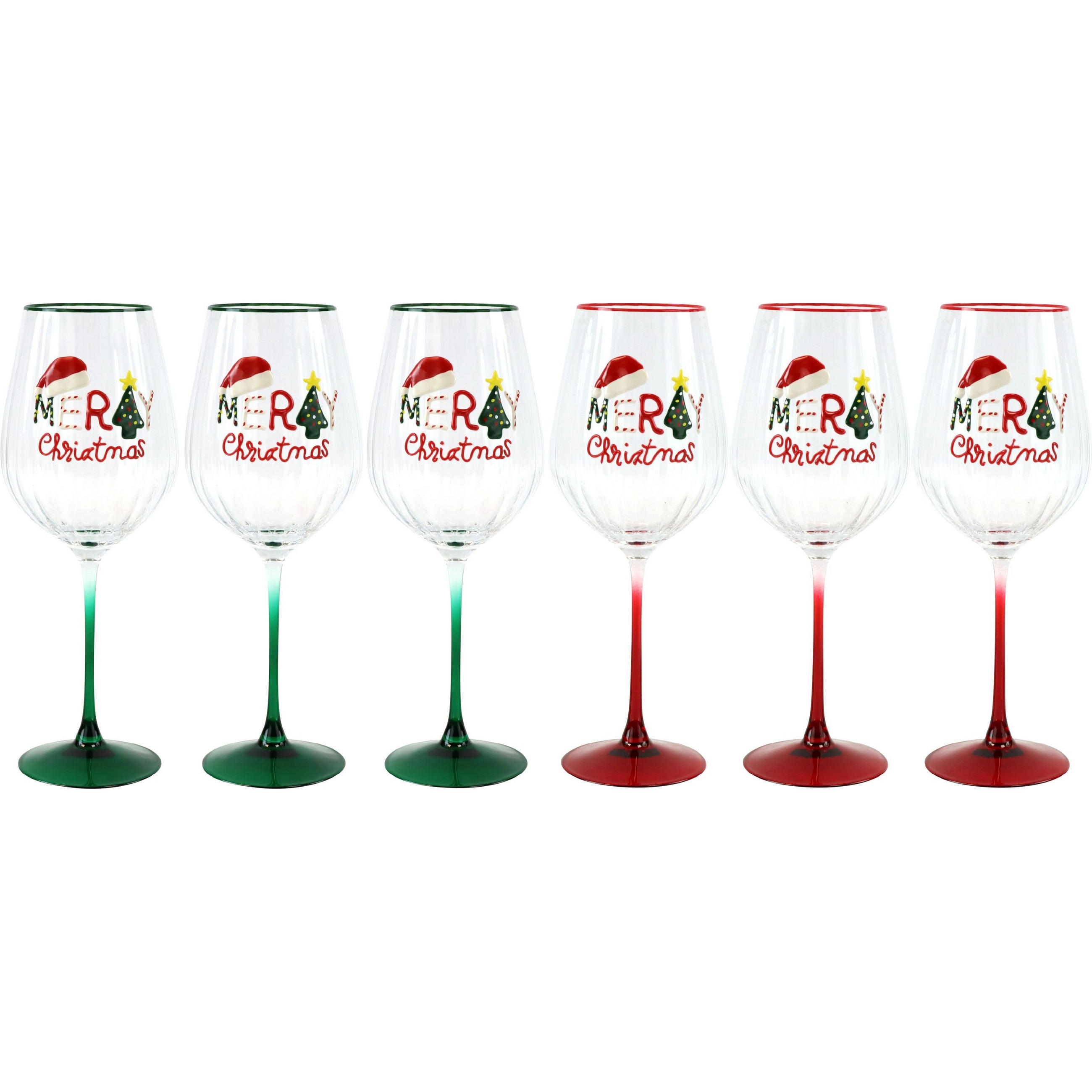 WEINGLAS Merry Christmas 6er Set 8,5/8,5/25 cm - Multicolor, Glas (0.45L) - FURNARO