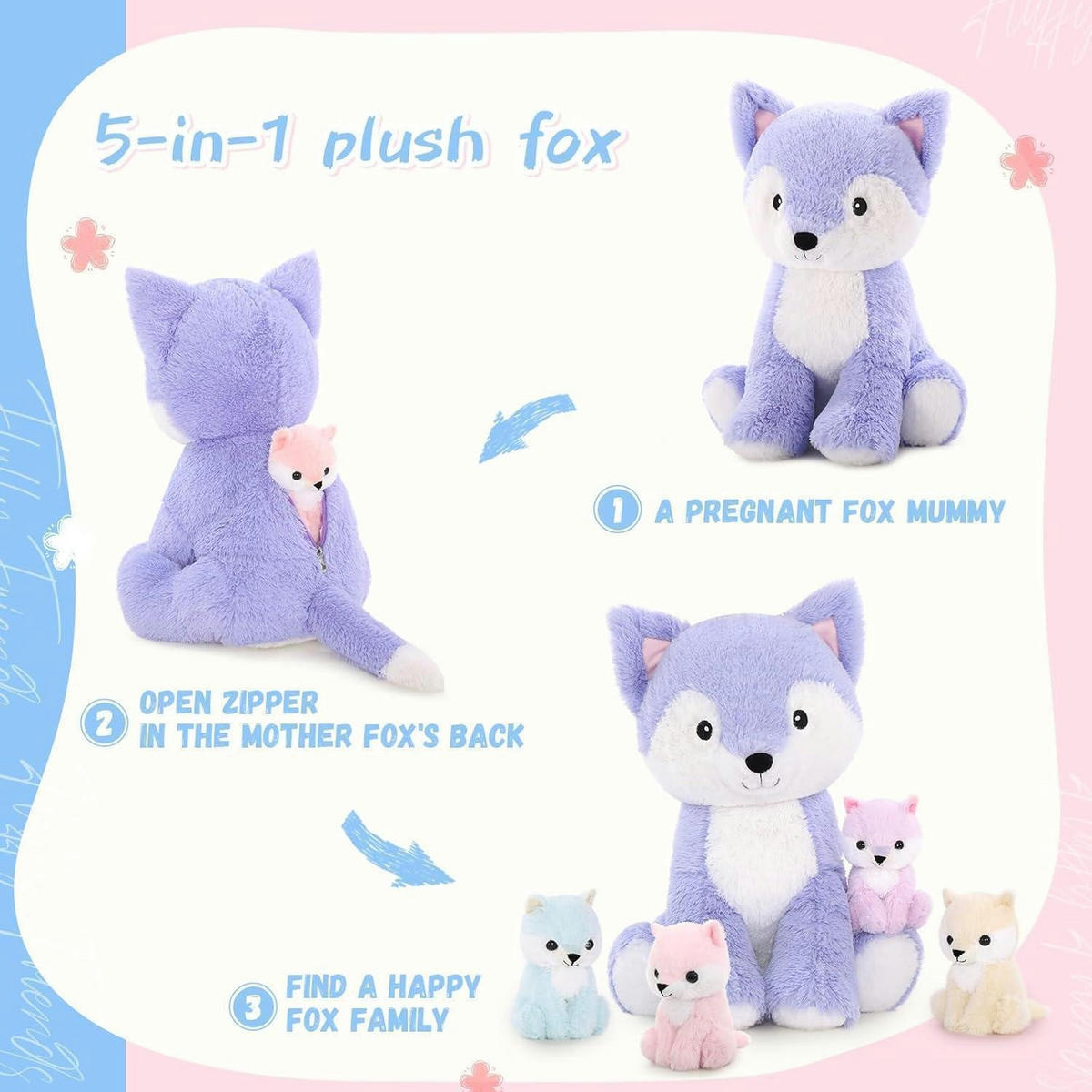 STOFFTIER Fuchs mit 4 Babys 48 cm - Multicolor, Textil (40/50cm)