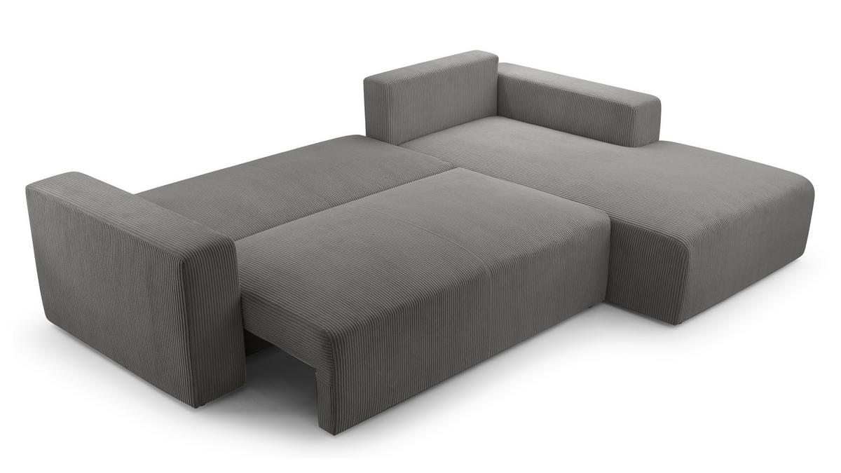 ECKSOFA L Form Catea Grau 279/145/84 cm Rechts mit Schlaffunktion - Schwarz/Grau, Kunststoff/Textil (279/145cm) - AX Living