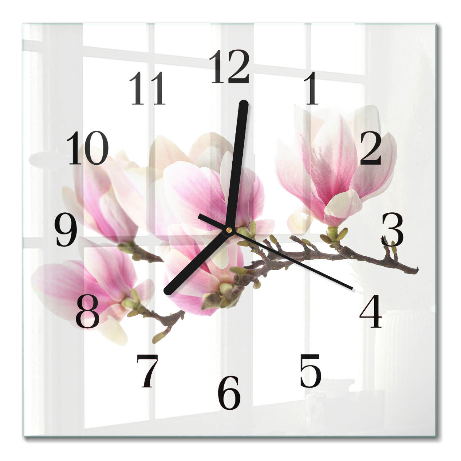 WANDUHR 30x30 cm - Magnolie - Pink, Glas (30/30/0.4cm) - TULUP