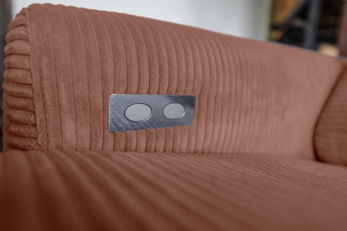 ECKSOFA LAISKA Braun Cord - Dunkelbraun/Schwarz, Textil/Metall (282/177cm) - KAWOLA