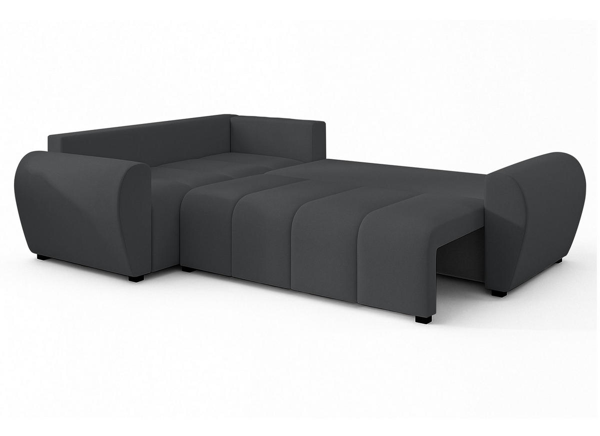 ECKSOFA L Form Malatya MAX Dunkelgrau 246/145/82 cm stilvolle mit Schlaffunktion L - Dunkelgrau/Schwarz, Kunststoff/Textil (175/235cm) - AX Living