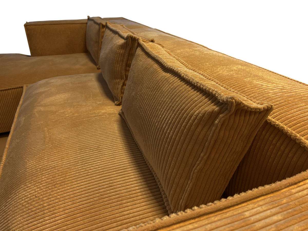 ECKSOFA Nova Honig Cord - Schwarz/Honig, Holz/Kunststoff (262/176cm) - S-Style Möbel