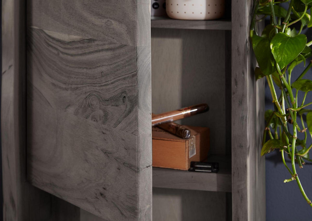 HÄNGESCHRANK Akazie 40x20x70 grau lackiert PURE ACACIA #602 - Grau, Holz (40/70/20cm) - Massivmoebel24