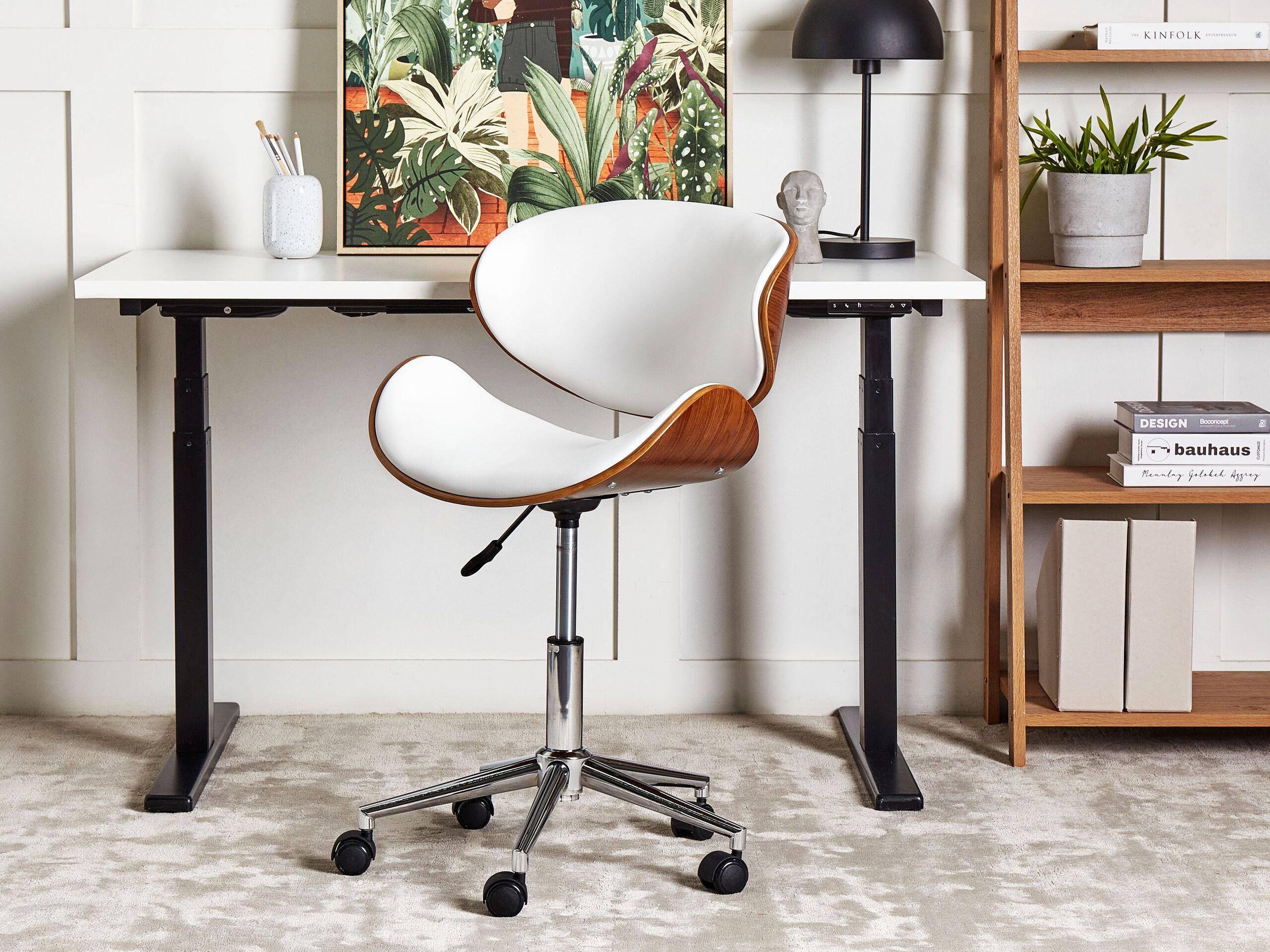BÜRODREHSTUHL Kunstleder Weiß Rotterdam - Weiß, Textil/Metall (53/83/40cm) - Beliani