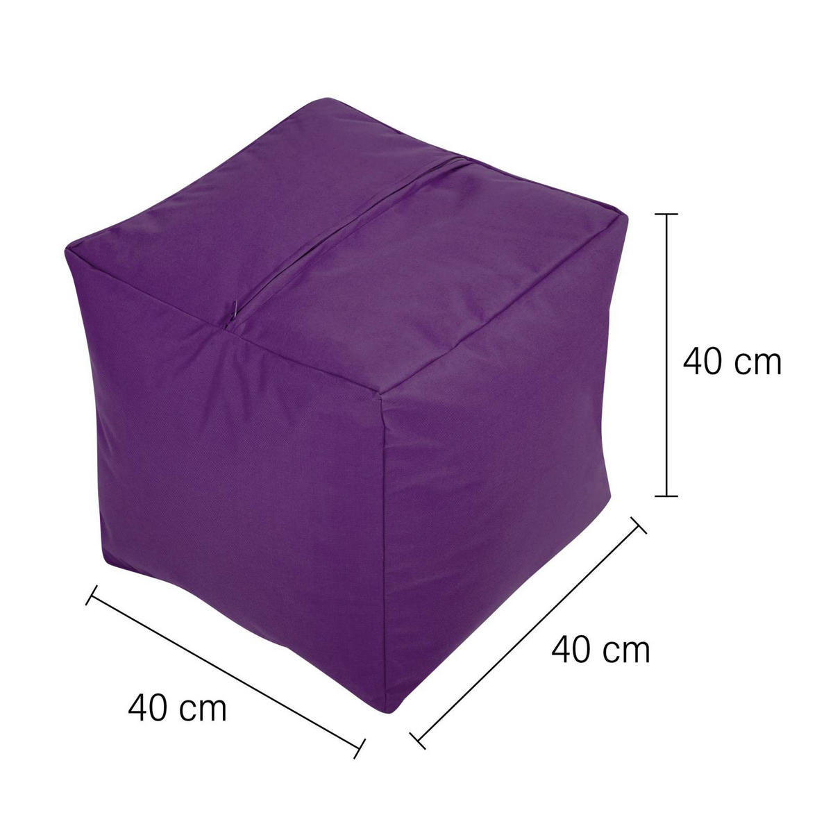 SITZSACK-HOCKER Pouf "Cube" 40x40x40cm - Lila, Textil (40/40/40cm) - Green Bean