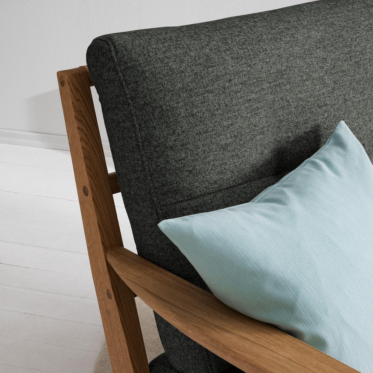 SESSEL - Dunkelgrau/Braun, Eichenholz/Holz (83/80/75cm) - home24