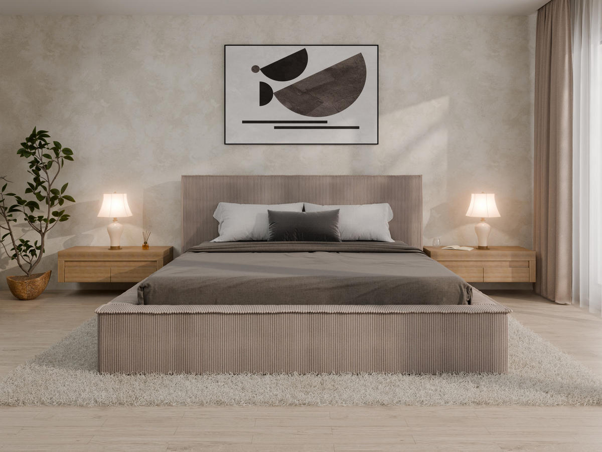 POLSTERBETT SANA180x200cm Elegantes Polsterbett für modernen Wohnstil , Federkernmatratze ELDAR (18cm), cappuccino - Cappuccino, Holz (180/200cm) - Panda Möbel