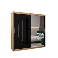 SCHWEBETÜRENSCHRANK 200/200/62 2-türig - Silberfarben/Schwarz, Holz/Kunststoff (200/200/62cm) - Abiks Möbel