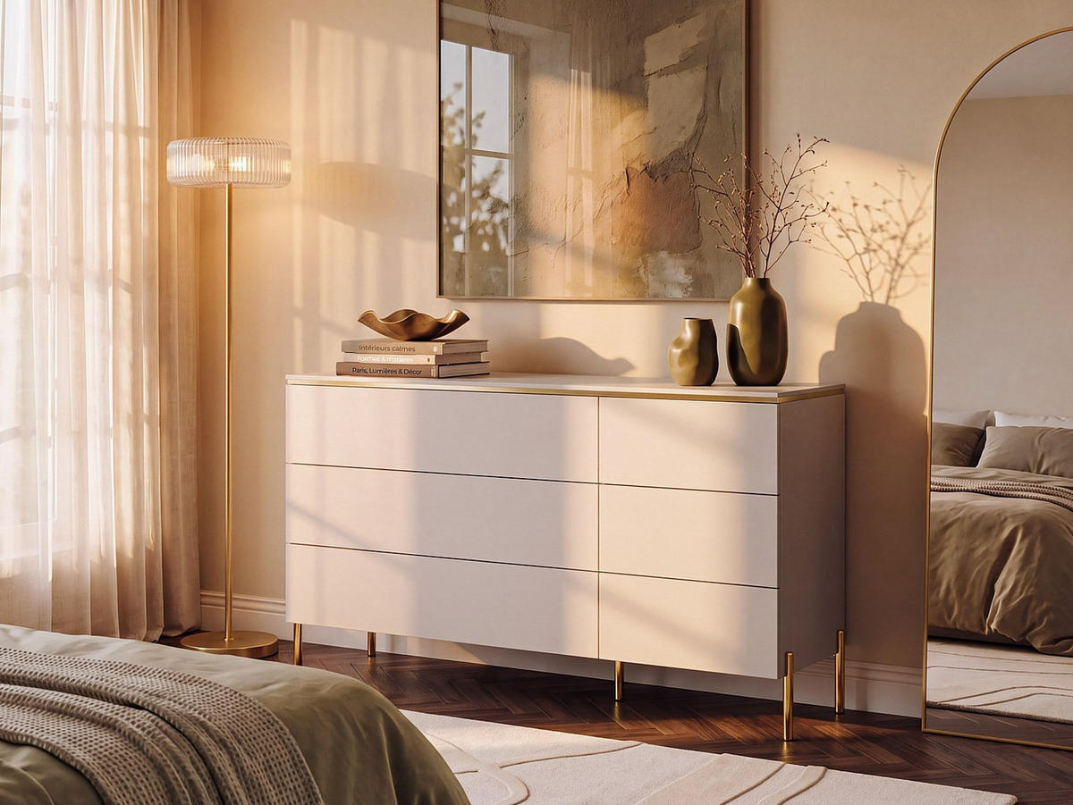 KOMMODE - 137.6 x 39.6 - holz - beige Vukia - Beige, Holz (137/91/39cm) - Vente-Unique