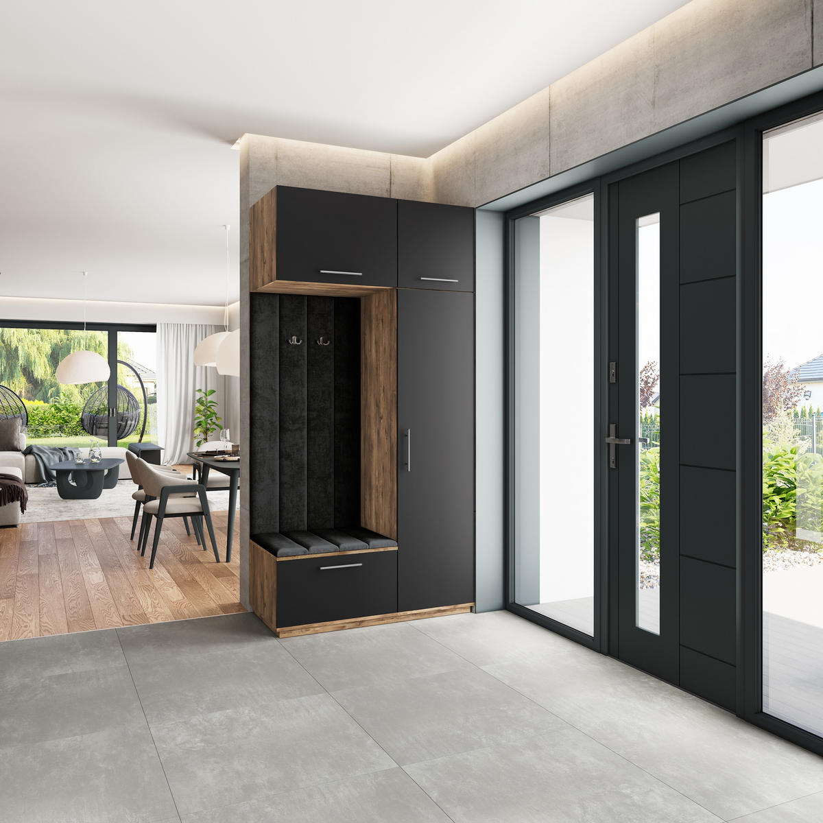 GARDEROBENSCHRANK REMA 120/240/60 cm Modern Eichefarben - Eichefarben/Schwarz, Holzwerkstoff (120/240/60cm) - MASSENO