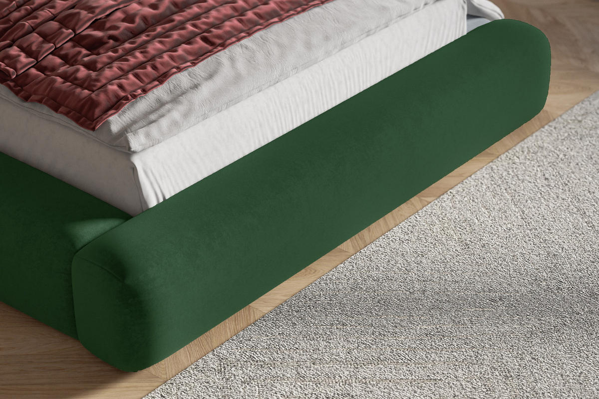 DOPPELBETT 160x200 cm Lumaro mit Dicker Schaum und Bettkasten, Grün - Grün, Holz/Textil (160/200cm) - Emporius