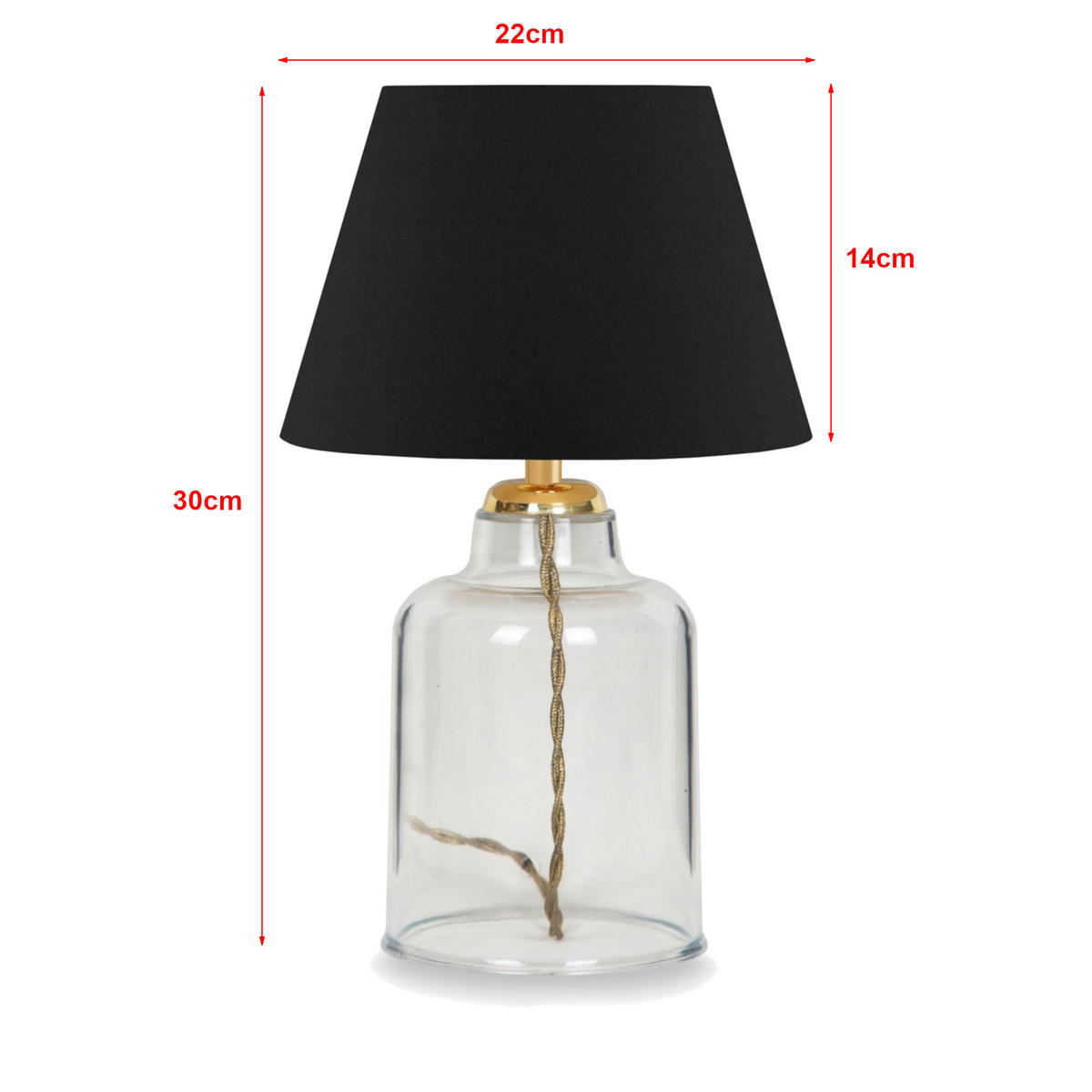 TISCHLEUCHTE Oldham - Schwarz, Kunststoff (22/22/30cm) - lux.pro