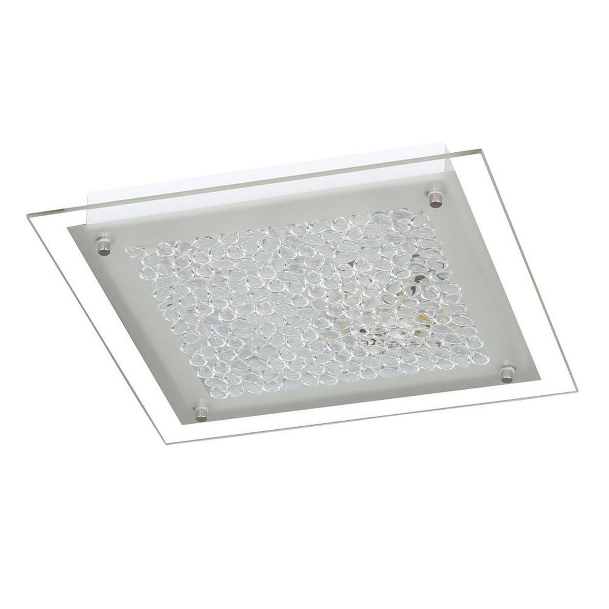 LED DECKENLEUCHTE Merle Chrom Weiß - Weiß, Glas (25/25/5cm) - Wofi