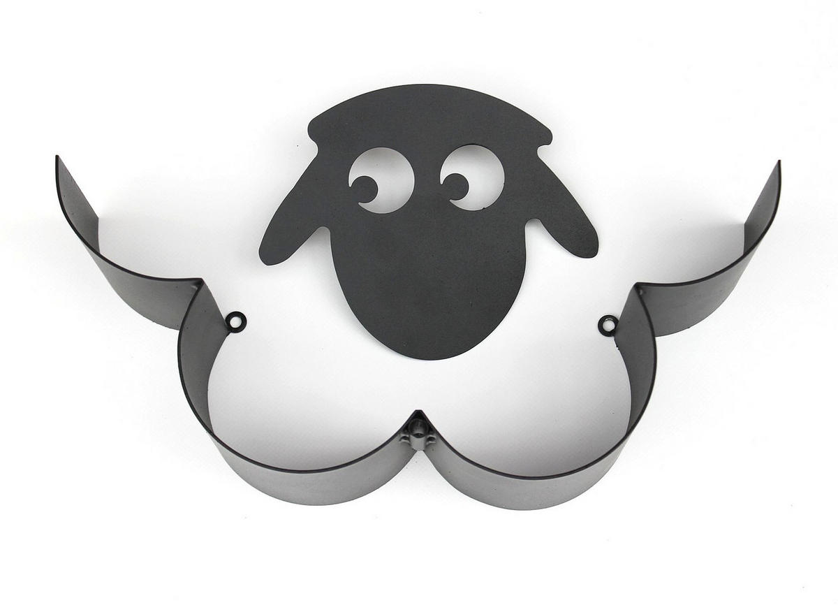 TOILETTENPAPIERHALTER Wand Schaf Metall Schwarz 36/10/26 cm - Schwarz, Metall (36/26/10cm) - DanDiBo