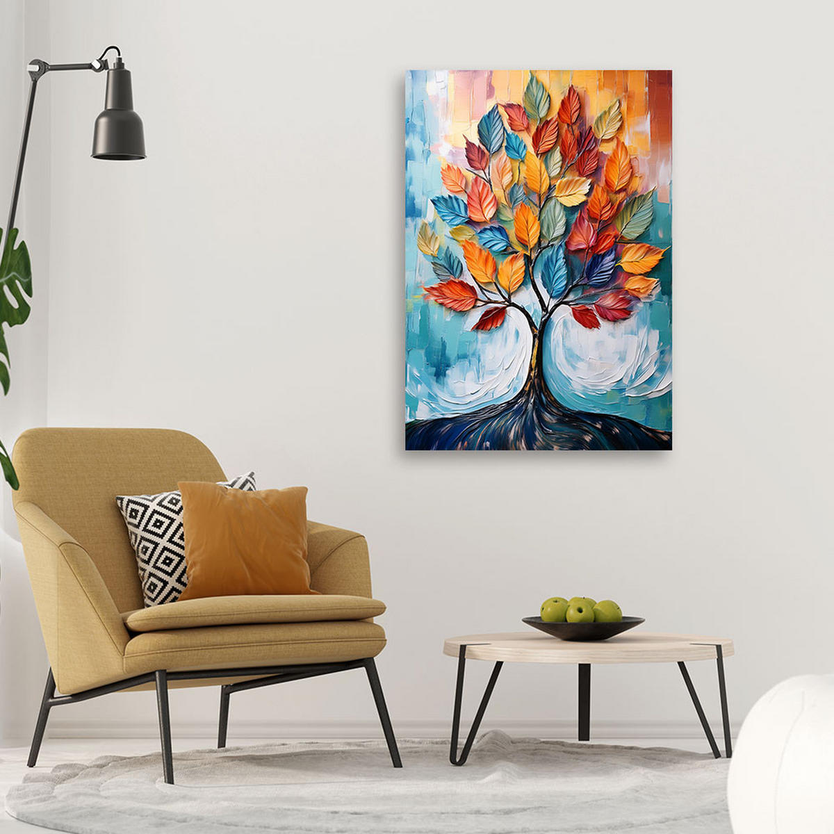 WANDBILD blätter baum der liebe abstraktion - Multicolor, Textil (40/60cm) - Feeby