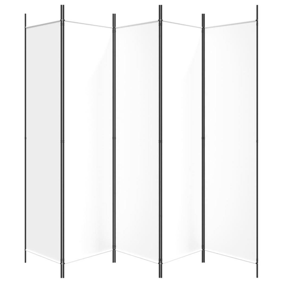 PARAVENT 5-teilig Weiss 250/200 Cm Stoff - Weiß, Textil (250/200/0.1cm) - vidaXL