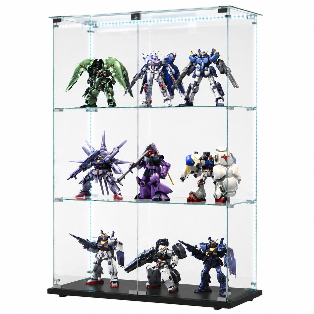 VITRINE,VITRINENSCHRANK mit LED-Beleuchtung,78/35/123 cm,Schwarz - Schwarz, Glas (78/123/35cm) - PARAFTA HOME