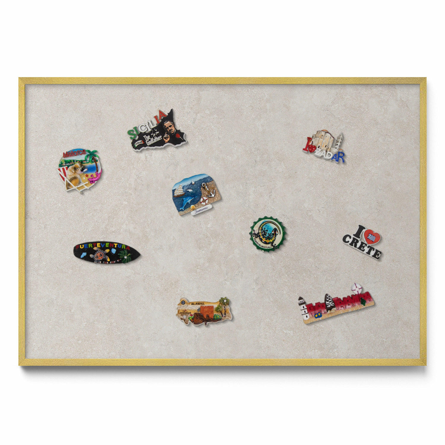 MAGNETTAFEL 100x70 cm Goldener Rahmen Dezente Sandsteinstruktur - Sahara, Metall (100/70/0.4cm) - TULUP