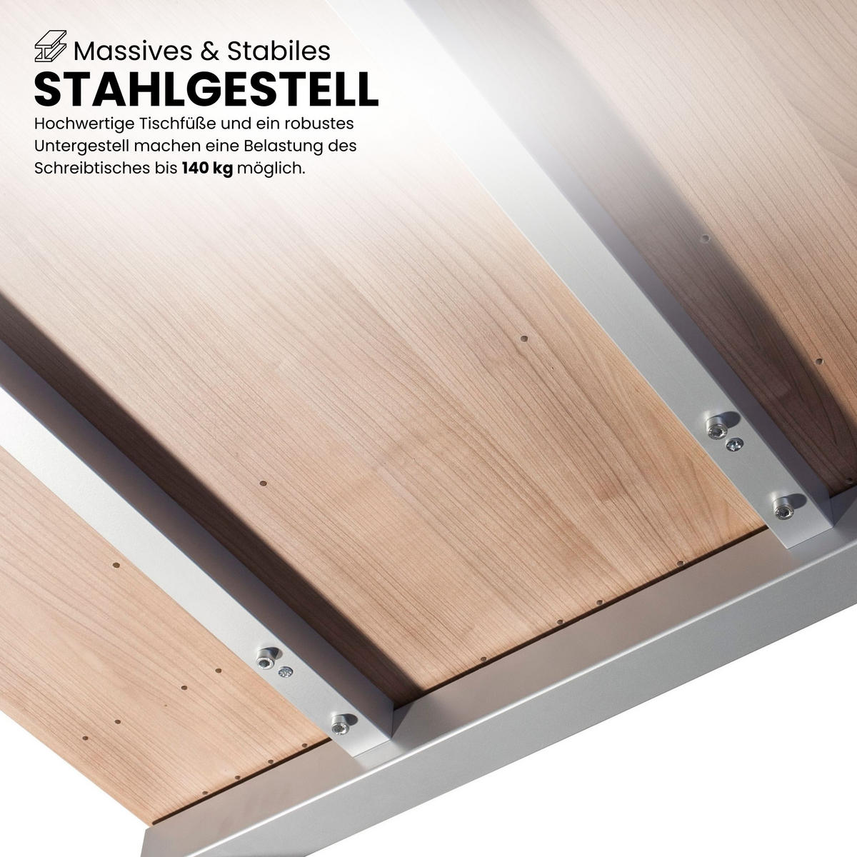 SCHREIBTISCH Serie-R 80/160/74 cm in Buchefarben/Silberfarben - Buchefarben/Silberfarben, Holzwerkstoff (80/160/74cm) - bümö