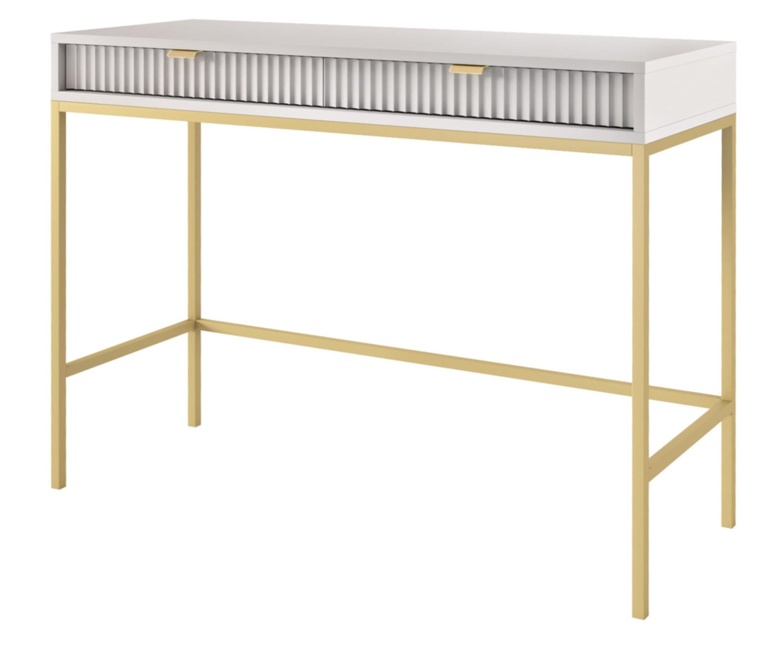 SCHMINKTISCH Kioto in Grau mit Metallbeinen - Goldfarben/Grau, Holzwerkstoff/Metall (50/104/77cm) - Ravio