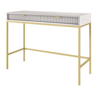 SCHMINKTISCH Kioto in Grau mit Metallbeinen - Goldfarben/Grau, Holzwerkstoff/Metall (50/104/77cm) - Ravio