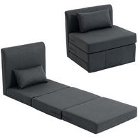 SCHLAFSESSEL DE-06578 klappbares Sofa-Bett, Leinenstruktur Dunkelgrau - Dunkelgrau, Holz/Textil (75/74/80cm) - ComfortXL