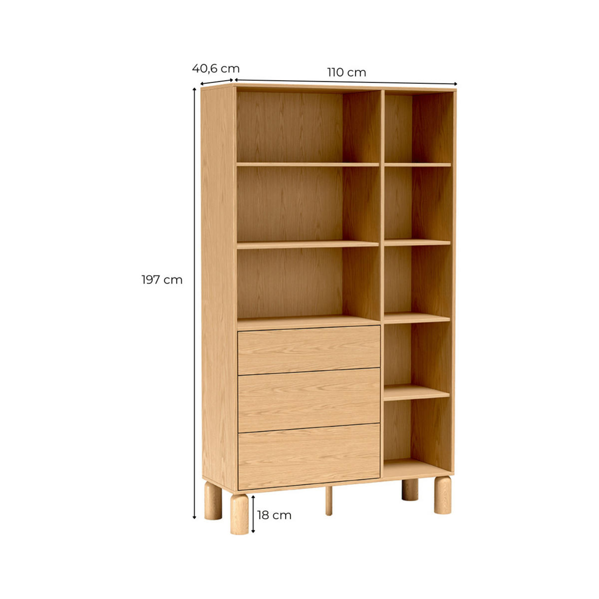 REGAL Sanden SN-8 110 x 197 x 40,6 cm Eiche Bookmatch - Eichefarben, Holz/Holzwerkstoff (110/197/40.6cm) - Koseto
