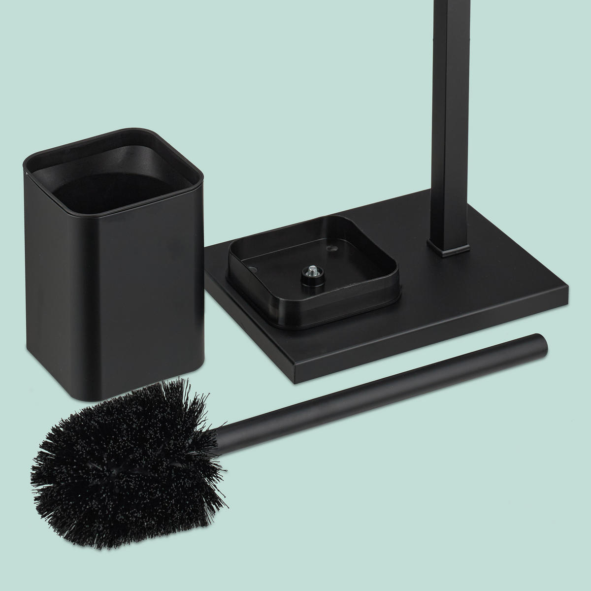 WC-GARNITUR - Schwarz, Kunststoff/Metall (20/67.5/15.5cm) - Relaxdays