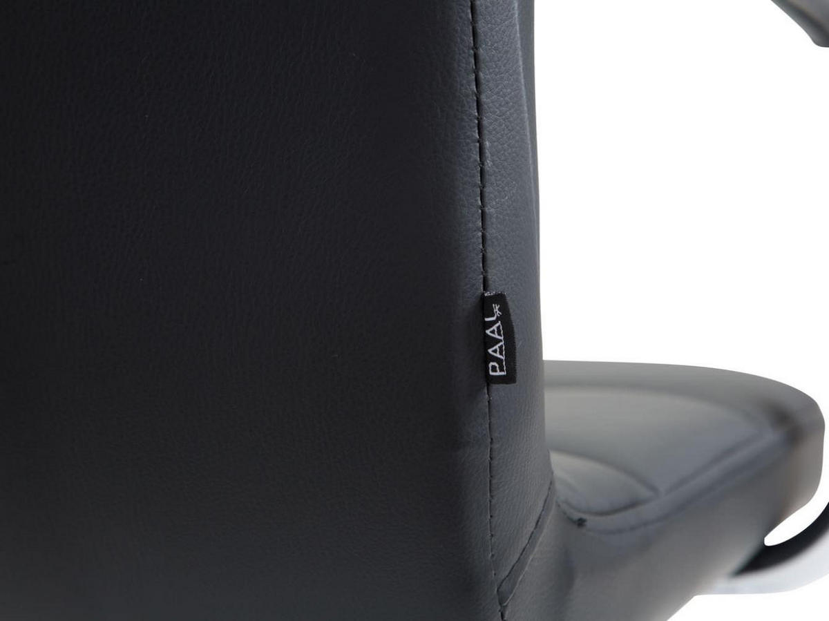 DREHSTUHL Lederlook schwarz - Chromfarben/Schwarz, Textil/Metall (52/76/44cm) - CLP