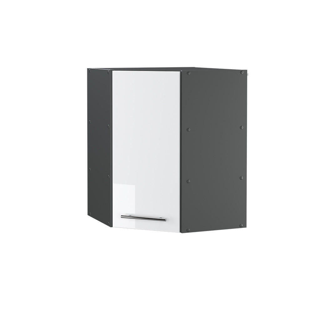 ECKHÄNGESCHRANK Fame-Line Weiß Hochglanz 57 cm - Weiß Hochglanz/Anthrazit, Holzwerkstoff (57/72/34.1cm) - Vicco