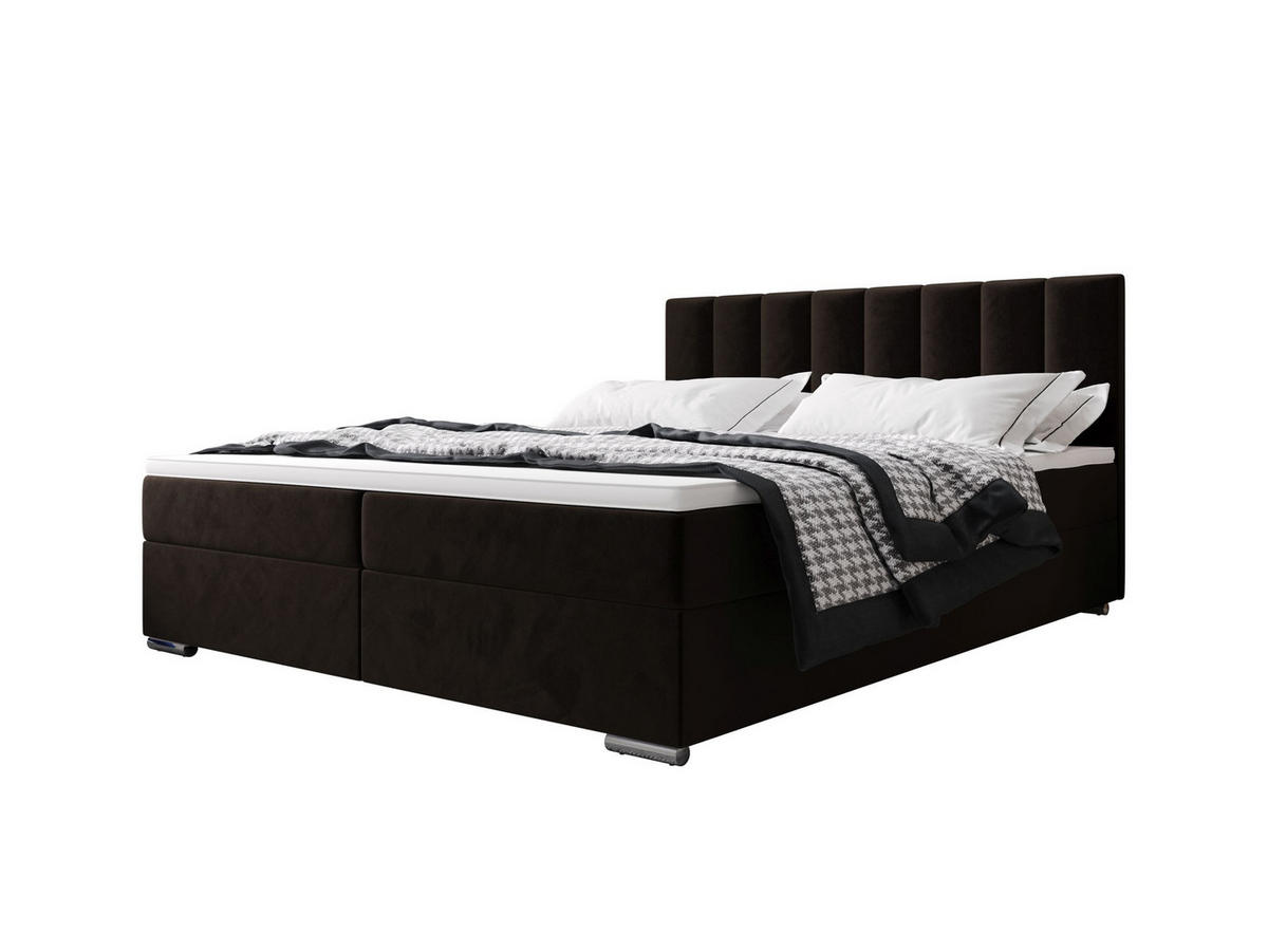 BOXBETT ZILANO 2 mit Matratze H3 und Topper 180x200 Itaka 41 - Dunkelbraun, Holz/Textil (180/200cm) - Bedante